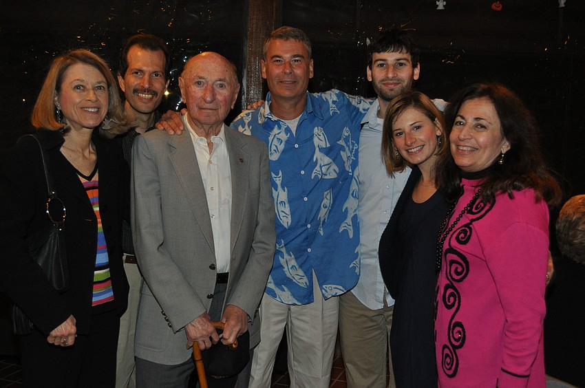 Daughter Lynn Kalish and husband Jim, Harold Schneider, Son Seth, Grandson Sam, Granddaughter Kate, and Daughter Jan.