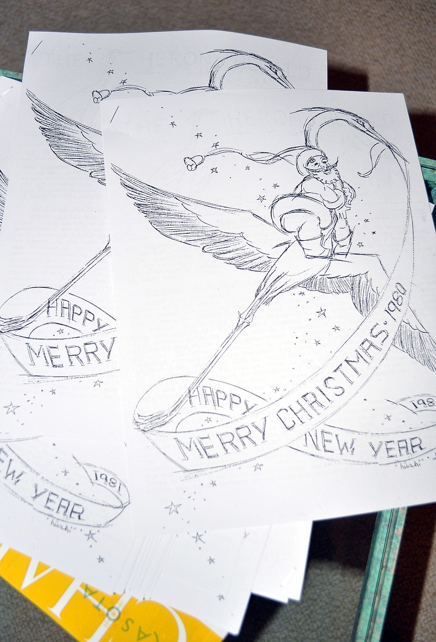 A few copies of the Heron Herald, the local newsletter for Sands Point that Ursula Pearson used to write all on her own, were put out on display.