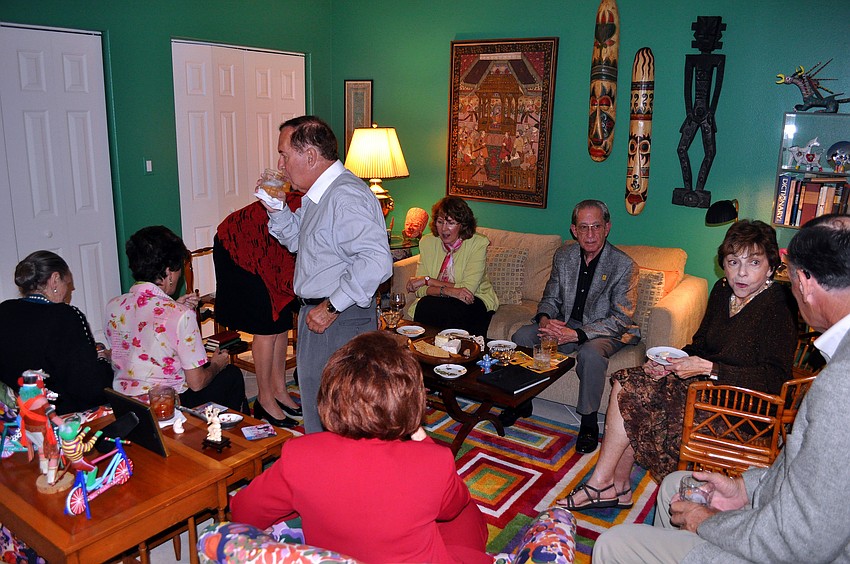 The birthday people and their friends gathered in Mimi Edlinâ€™s â€œgreen roomâ€ for snacks and present opening.