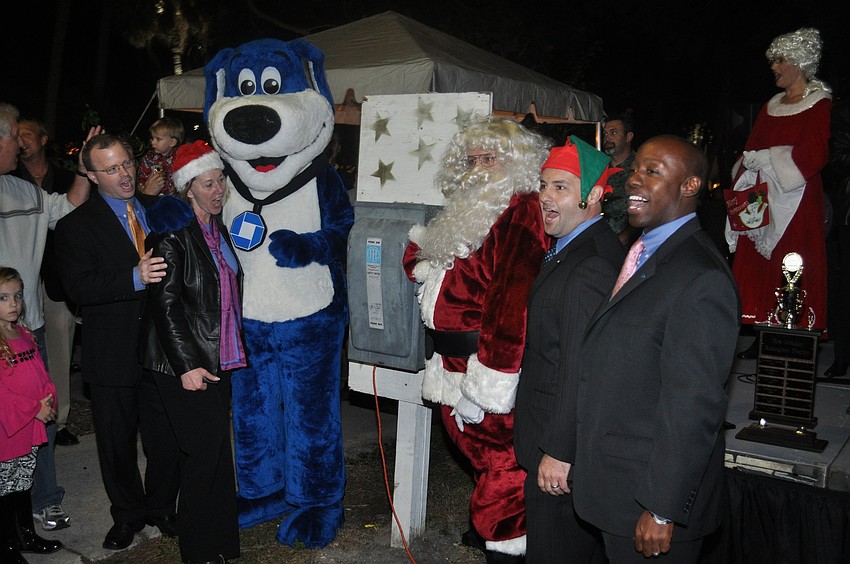 The crowd counted down three, two, one, and then Santa turned the lights on.