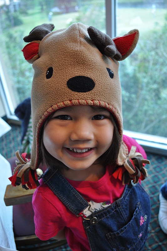 Rebecca Walec, 4, wore her new favorite hat to breakfast.