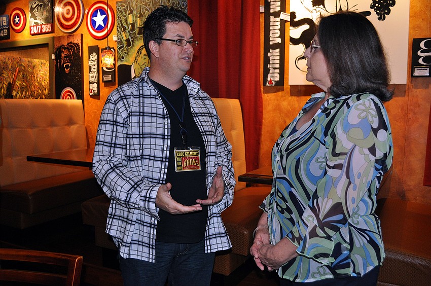 Eric Gilbert chats with Doreen Keil Tuesday, Sept. 6 during the YES luncheon at Claytonâ€™s Siesta Grille on Siesta Key.