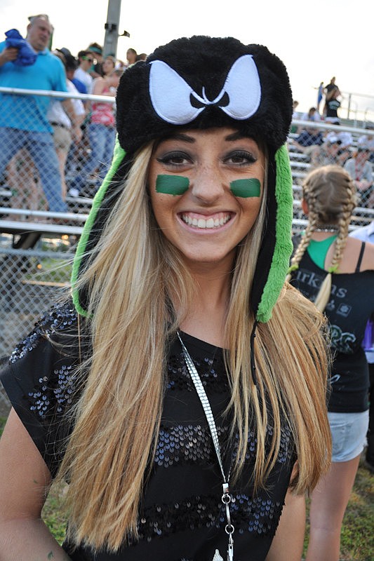 Senior Julia Zimmerman proudly sported Mustang colors.