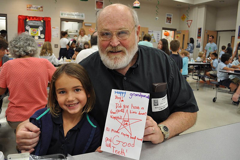 Riley O'Neill, 7, made a special card for her grandfather, James Pace.