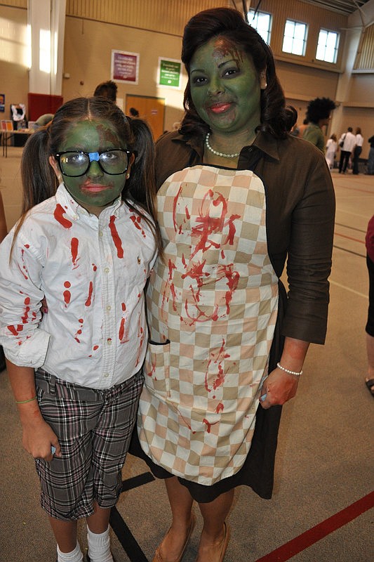 Mia Sorrells and her mom, Ileana, came as a zombie family.