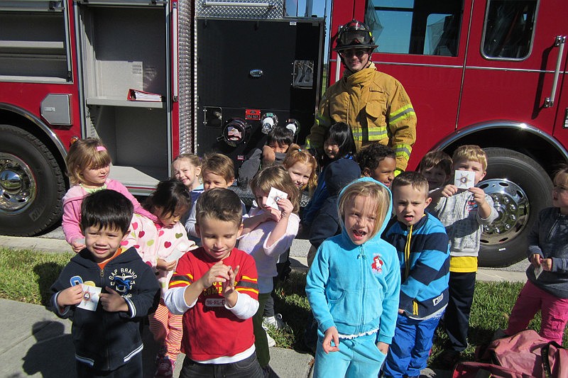 Pre-kindergarten students were thrilled with the fire truck's visit.