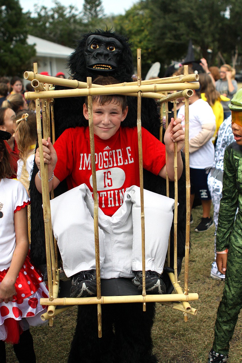 Dylan Davisâ€™, 10, costume got him a lot of laughs.