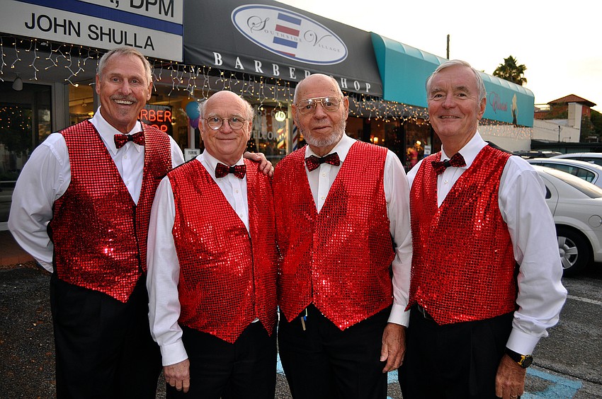 The Bowery Boys, Jim Stoup, Glen Moon, Ken Rohrs and Bob Amer performed out in front of the Southside Village Barber Shop, Friday, November 9, during Southside Stroll.