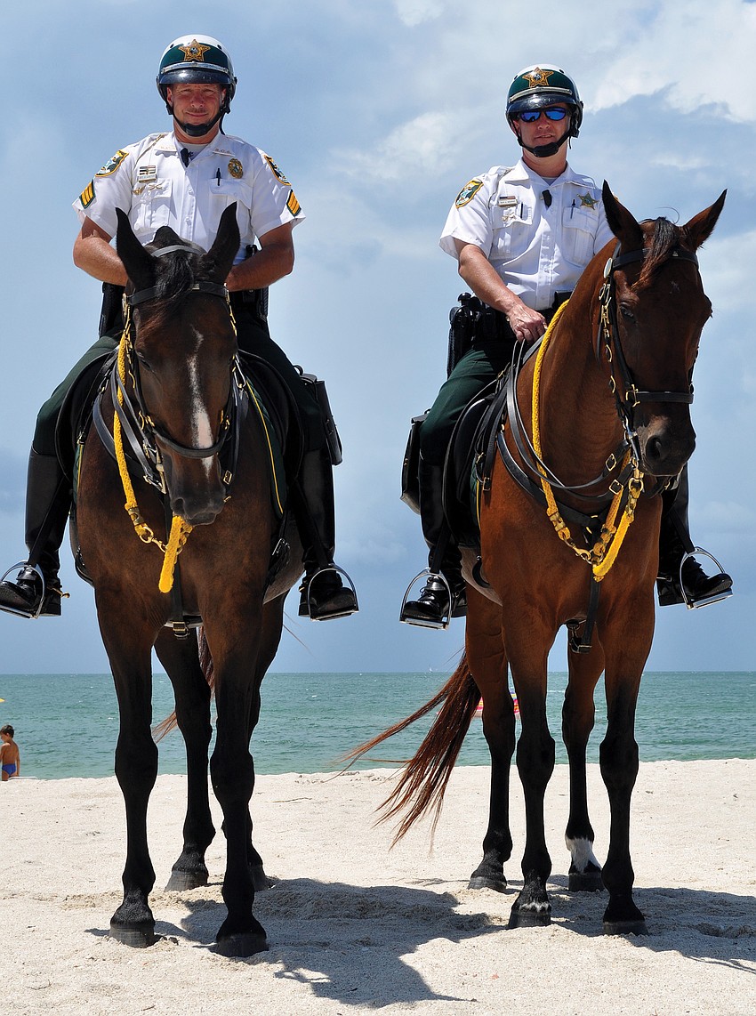 The Sheriff's Office Mounted Patrol officers not only help out with events such as the Drum Circle on the Key, they also use radar guns to catch speeders.