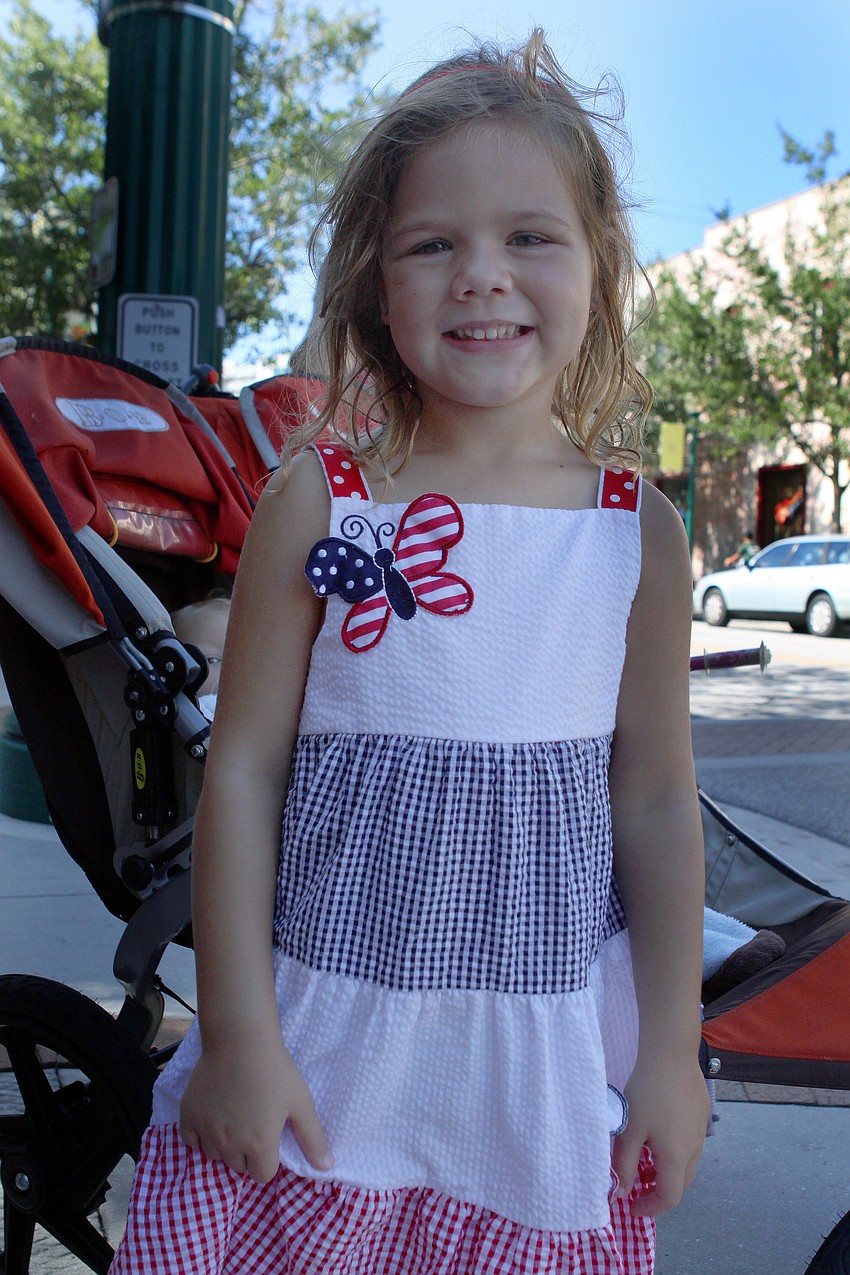 Jadyn Brester, 4, was dressed in red, white and blue at the Remembrance March Sunday, Sept. 11, on Main street.
