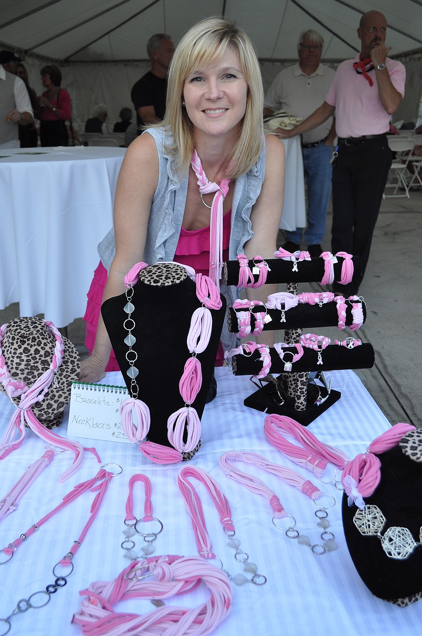 Heather Flannery designs handmade jewelry out of  T-shirts for her company â€œThe Neckâ€™s Best Thing.â€ The profits will go toward the cause.