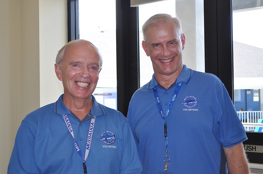 Richard Terry and Garrett Magda are volunteers in the mammal center.