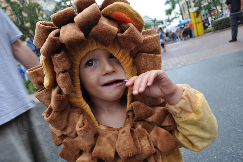 Peyton Granata feasted on candy shortly after his arrival at Boo Fest.