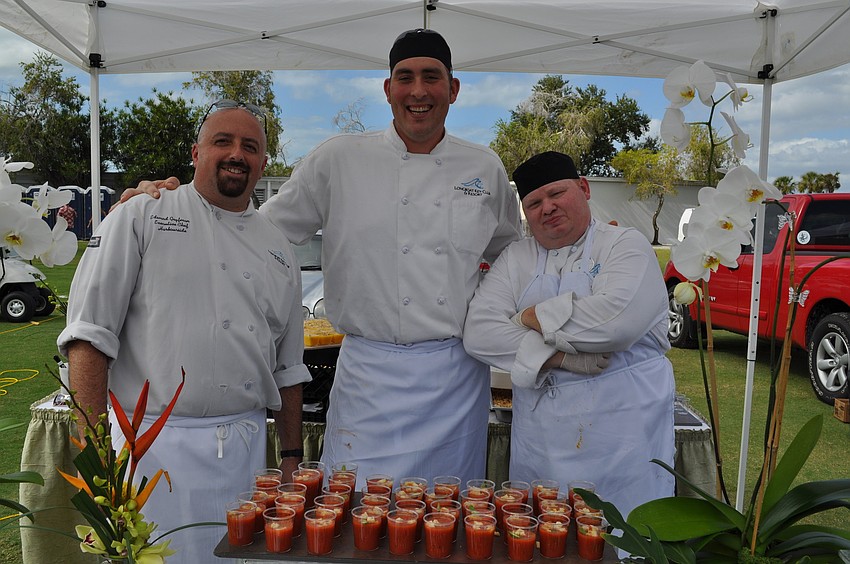 Executive Chef Ed Geyfman, Brian Chrisman and Brian Teeter prepared three types of Gazpacho for Longboat Key Club