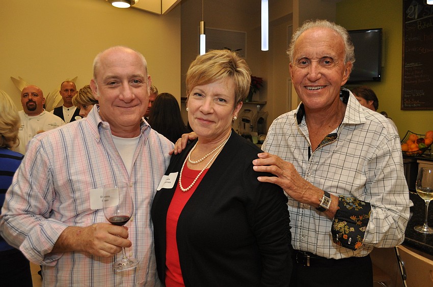 Man who cooks Dennis Rees, Managing Director of Asolo Rep Linda DiGabriele and man who cooks Darrell Huntley.