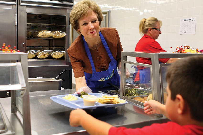 Sarasota County Schools Superintendent Lori White served Gulf Gate Elementary students during National School Lunch Week, Oct. 10-14.