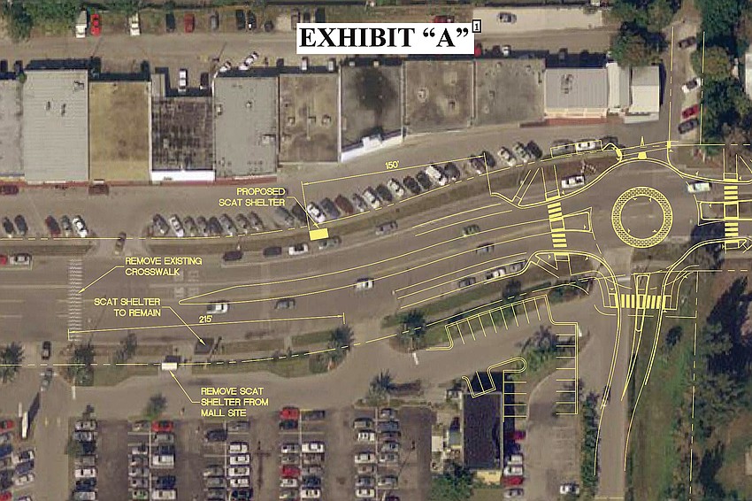 The city and county are working on a realignment of the countyâ€™s bus stops to make way for a roundabout on Siesta Drive by Westfield Southgate Mall.