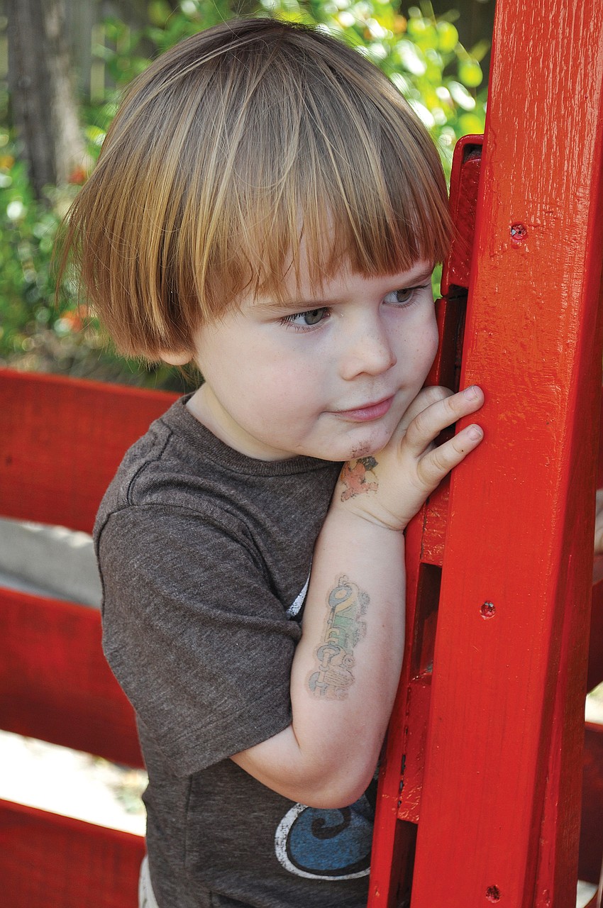 Bright Ingersoll peaked around the jungle gym at the fifth annual Childrenâ€™s Reading and Art Festival in November.