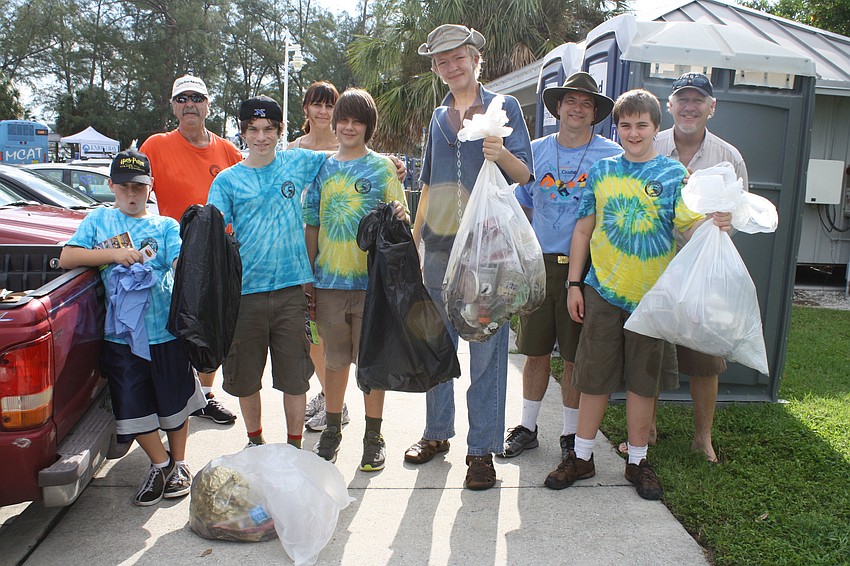 Troop 895 took part in the bay cleanup. The group consists of Simon Sweet, Bruce Weinstein, Peter Stillwell, John Nowicki, Zacchary Stafford, Tom Cruce, Cameron Cruce and Bob Bennett.