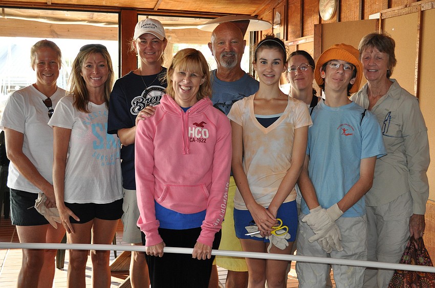 Ann Reed, Patty Walton, Shantelle Schmidt, Carole Hoblock, Larry Hietbrink, Courtney Hoblock, Baloeri Ponzo, Joshua Ponzo and Karen Jensen cleaned up at Edwards Island.