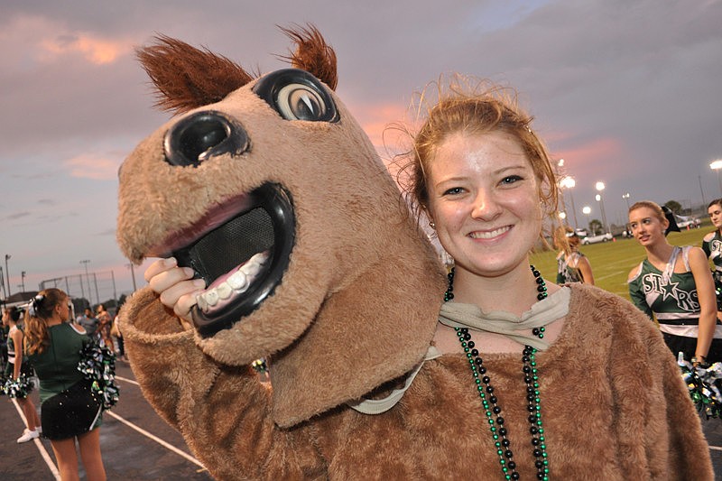 Kasey Blanco brought the Mustangsâ€™ mascot, Klumpy, to life.