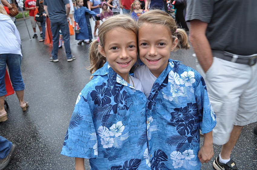 Twin sisters Gracie and Hailey Marston came as Siamese twins.