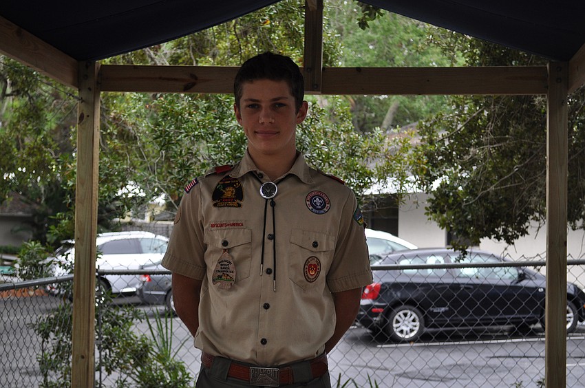 Noah Taylor stands in the theatre he constructed for his Eagle Scout project.