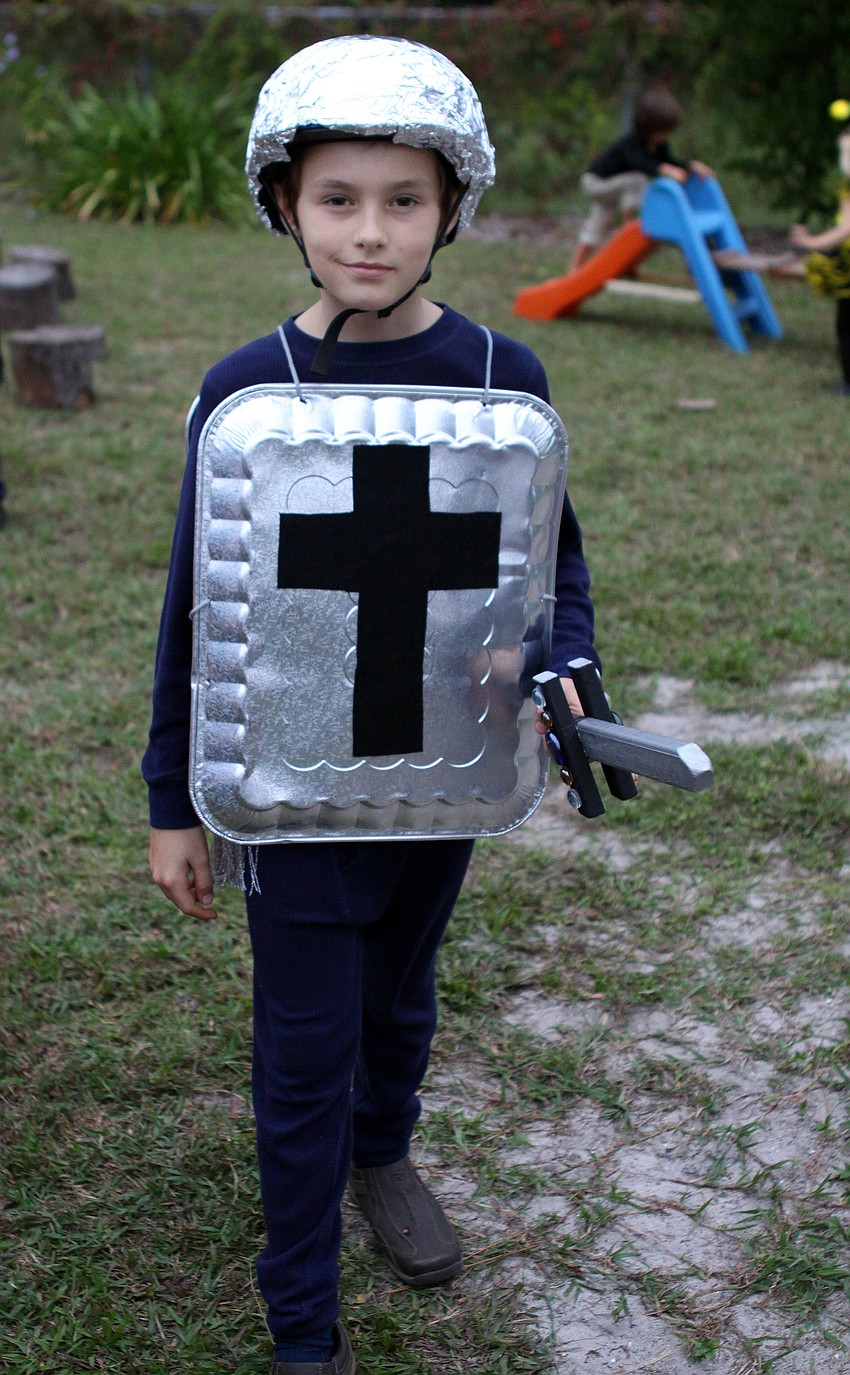 Cody Miner dressed as a knight.