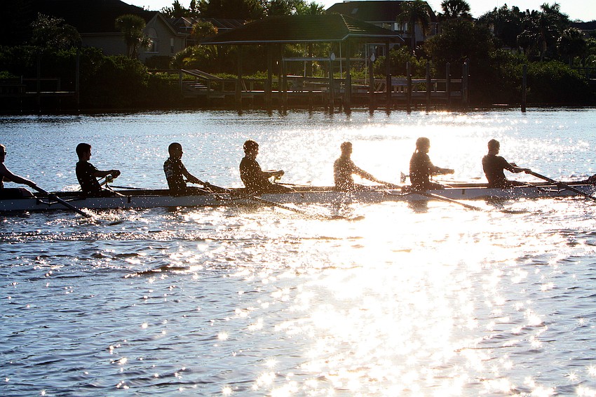 Competitors row during the Sarasota 5000 Sunday, Oct. 2 out at Blackburn Point Park.