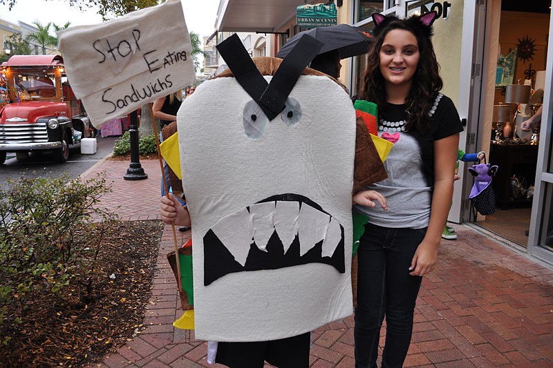 Nick Barion, dressed as a sandwich, walked around with friend, Nicole Nolfi.