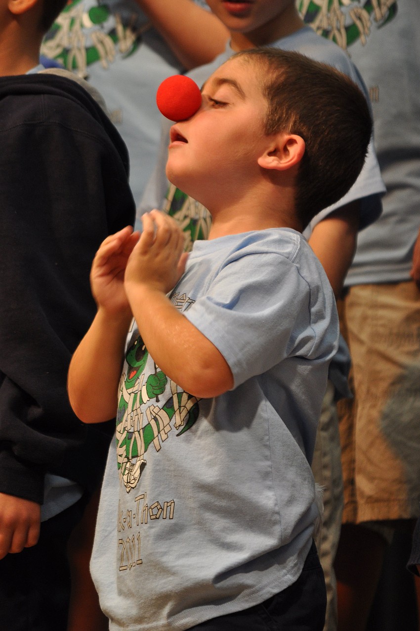 Grayson Tullio seemed pleased with his Rudolph nose.