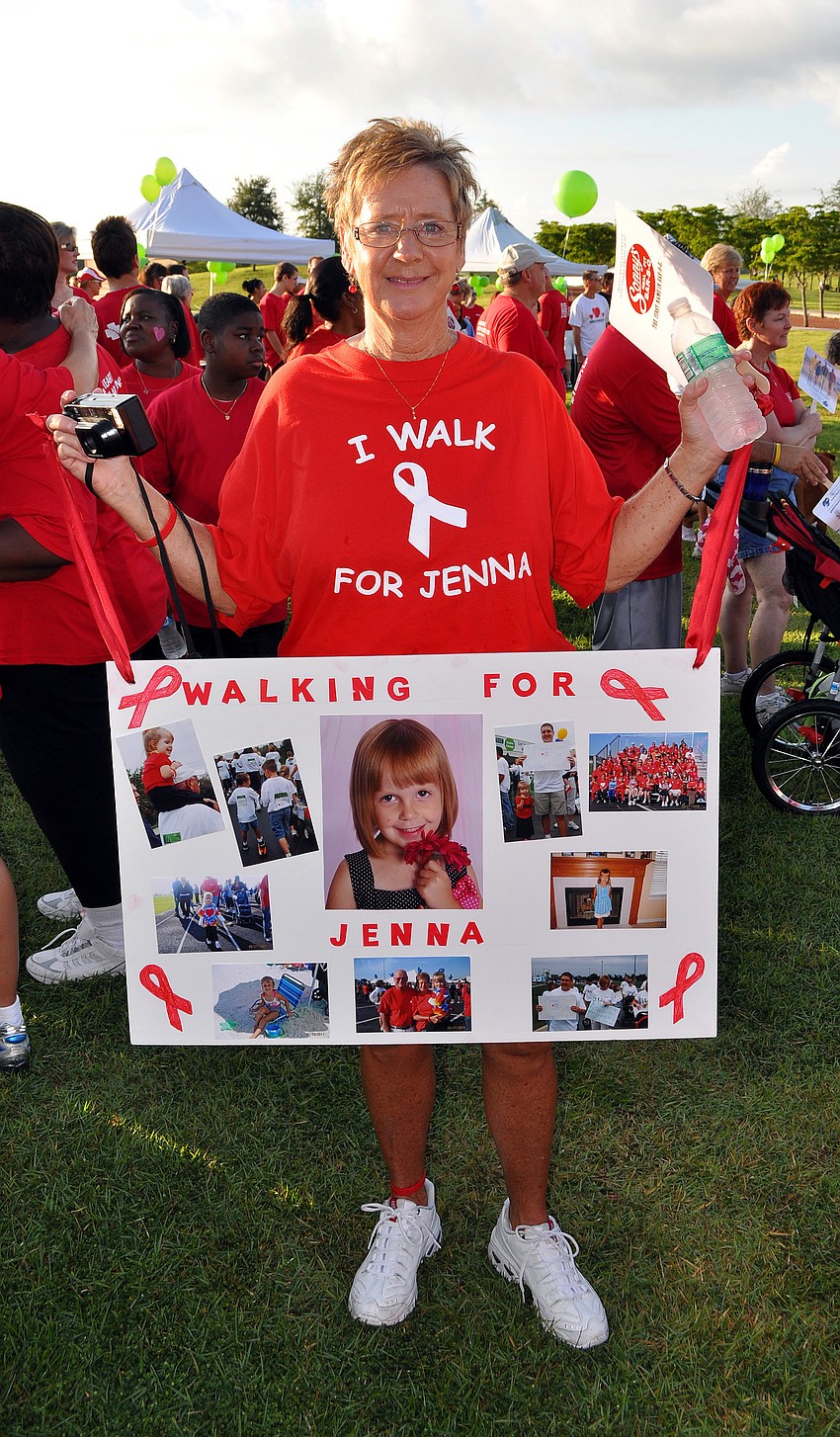 Terri VanHorn walked locally for her granddaughter, Jenna Mallett, 7, from the Chicago area, who was born with a heart defect.