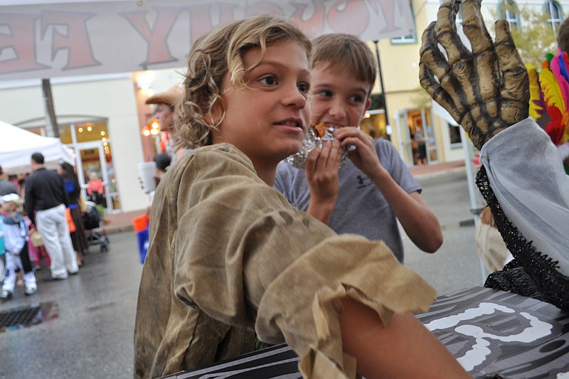 Tyler Katchen fearlessly stuck his hand into a box containing fake guts and other scary-feeling items.