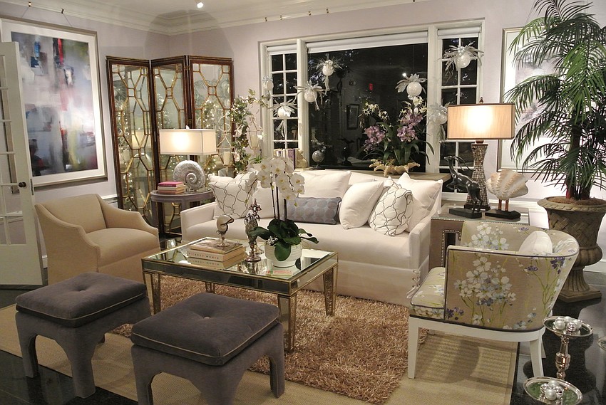 The living room was designed by Karen L. Sellenraad.