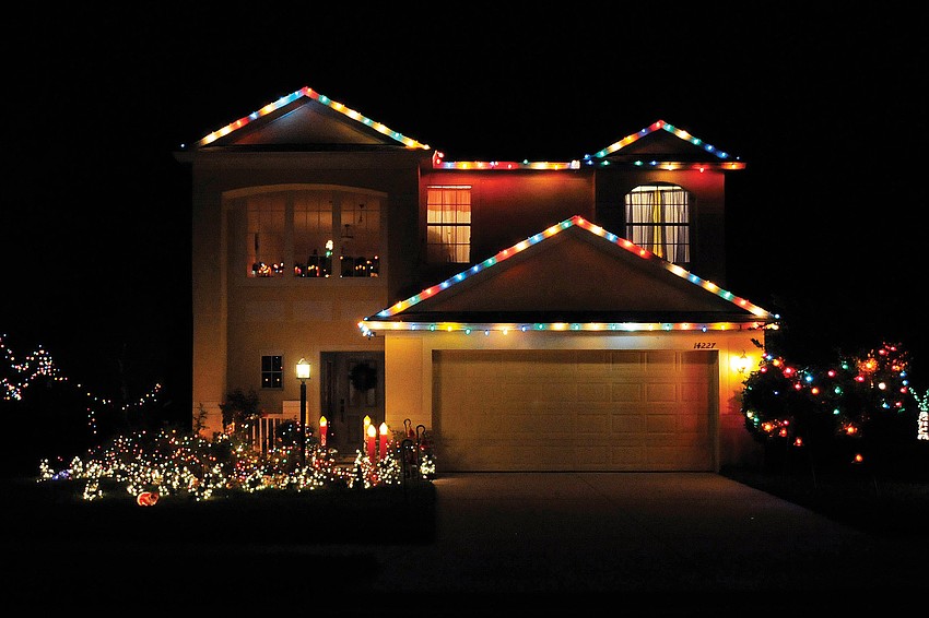This home on Tree Swallow Way in Greenbrook features lights of all colors.