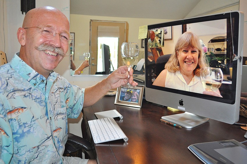 During their long-distance relationship and marriage, Michael Haluska and Susan Lorenc-Haluska shared the tradition of fixing the same meal and clinking wine glasses via their computers.