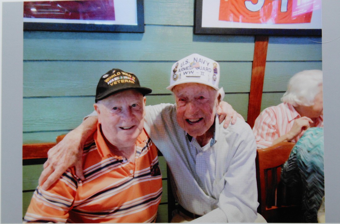 Frank Hendrick (right) enjoys his party with another WWII veteran, Frank Fonte. Courtesy photo