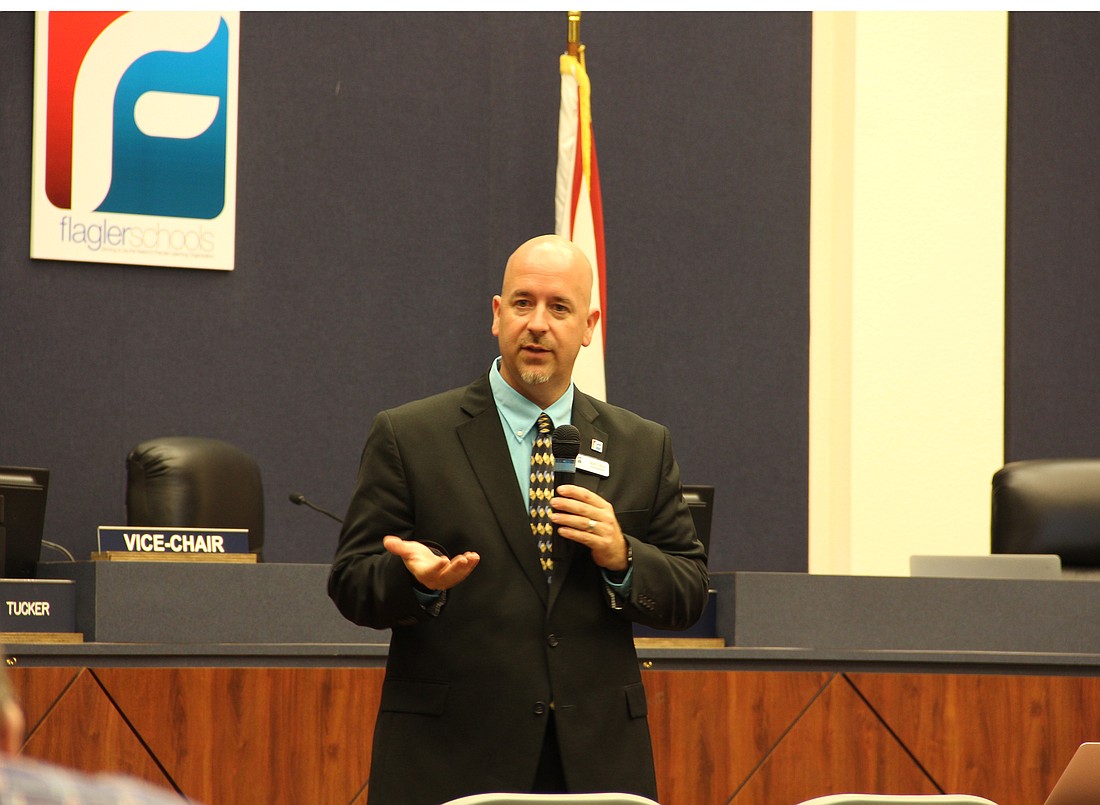 Flagler Schools Superintendent Jacob Oliva announced the State report on school grades.  Photo by Jacque Estes