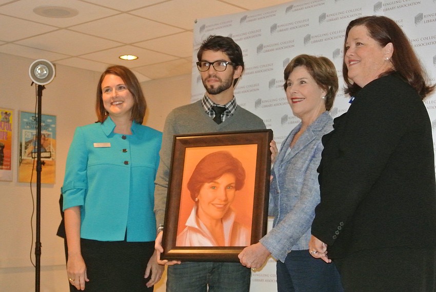 Stacey Corley, Andrew Theophilopoulos, Laura Bush and Stephanie Grosskreutz
