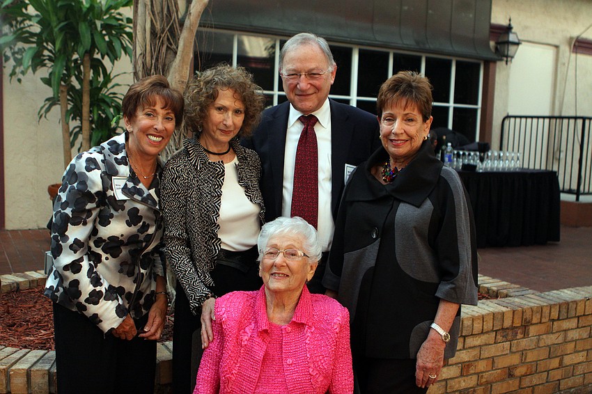 Nina Japhe, Maryl and William Levine and Janet Stollman pose with Ruth Rolfe
