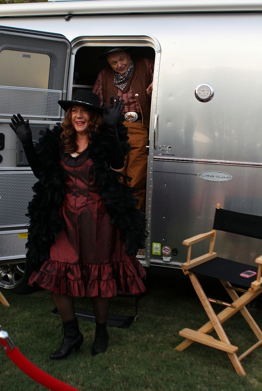 Pat and Dr. Larry Thompson emerged from their trailer as Maureen Oâ€™Hara and John Wayne.
