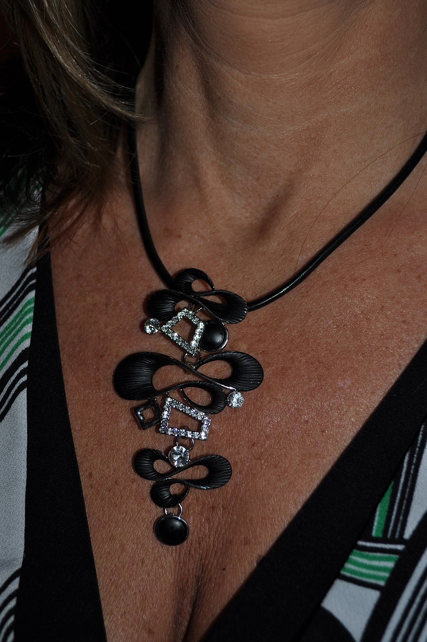 Mia Whiteley donned this festive necklace.