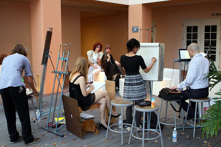 Ringling art students practiced their art skills by drawing live models during the gala.