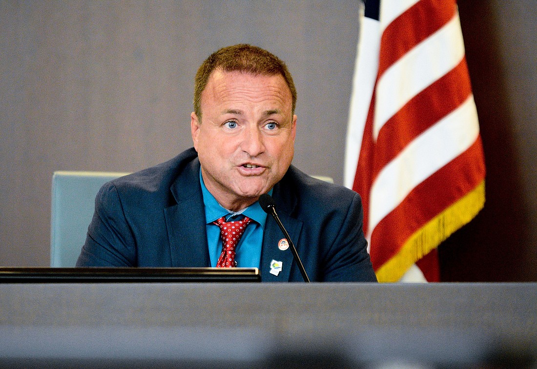 County Commission candidate Joe Mullins, who is running for the District 4 seat, speaks during a candidate forum March 7. (File photo)