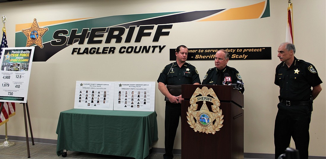 Flagler County Sheriff Rick Staly speaks about the status of Operation Spring Cleaning, which started on Oct. 1. Photo courtesy of the Flagler County Sheriff's Office