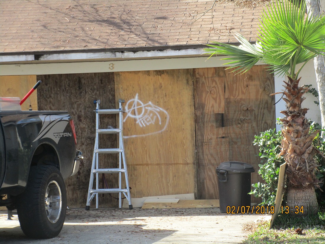 The city issued a citation for "no permit for garage door modifications." (Photo provided by the city of Palm Coast)