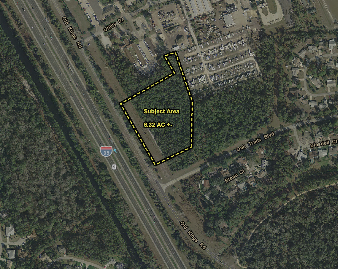 The site of a proposed 74-home multifamily development off Old Kings Road. (Image courtesy of the city of Palm Coast)