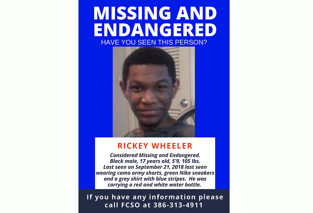 Rickey Wheeler is considered missing and endangered. Anyone who see him is asked to call the FCSO at 386-313-4911. (Photo courtesy of the FCSO.)