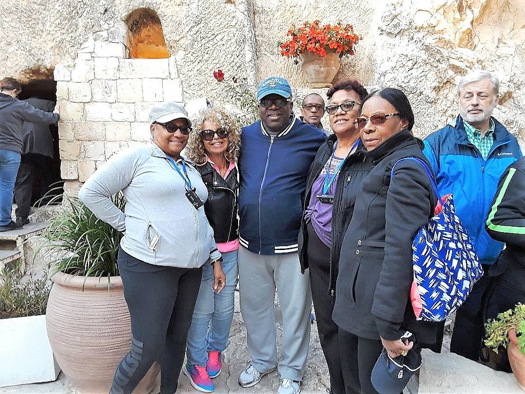 Mt. Calvary Baptist Church of Palm Coast members Toni Blount, Loyce N. Allen, Pastor Edwin Coffie, Madeleine Broughton and Nalda Forbes in Israel. Courtesy photo