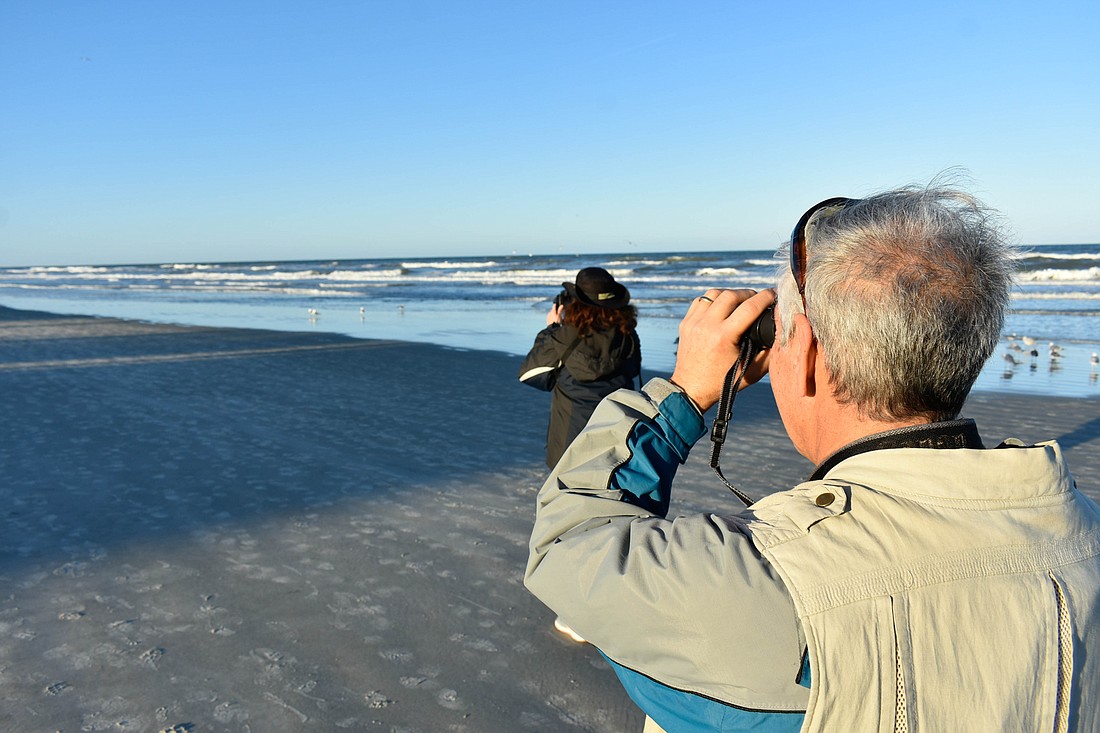 The Pennas bird look at seagulls during the Birds of a Feather Fest's Gull Fly-In in Daytona Beach shores. Photo courtesy of the city of Palm Coast